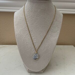 Gold Wire-Wrapped Blue Agate Necklace